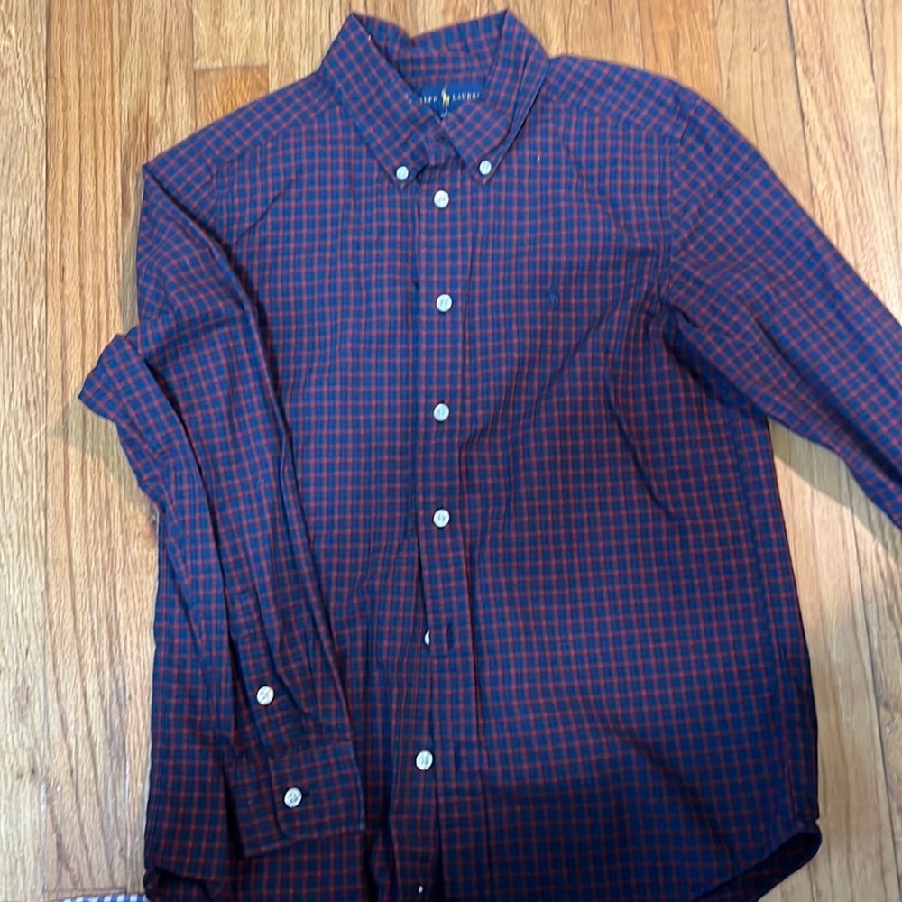 Boy's Ralph Lauren Long Sleeve Dress Shirt, Blue Plaid